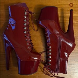 Women's Burgundy Platform Ankle Boots